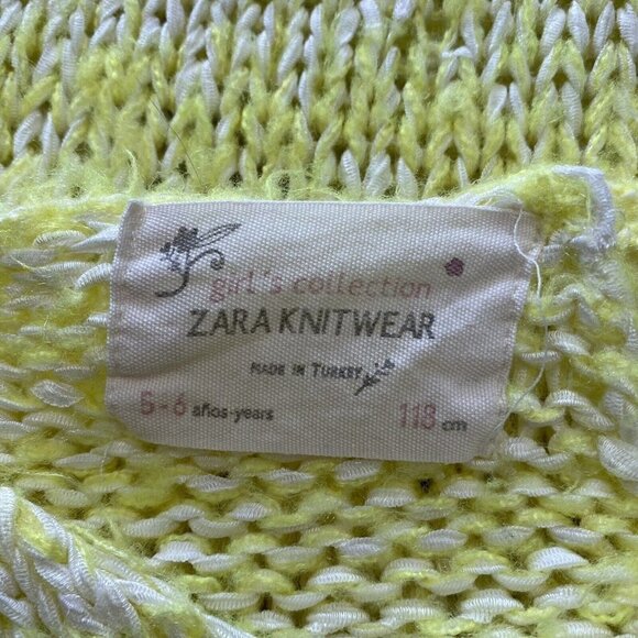 Zara Girls Knit Sweater Yellow White 5-6 - Picture 6 of 7